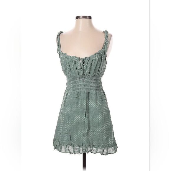Reformation Silvia Mini Smocked Dress Vérone Green Small - Picture 1 of 4